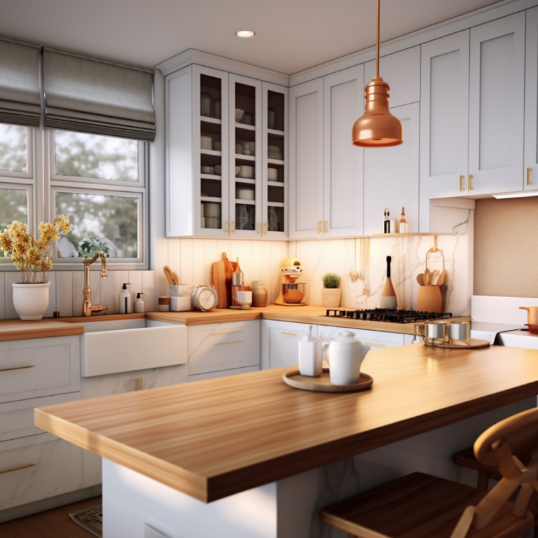 kitchen counter and farm sink